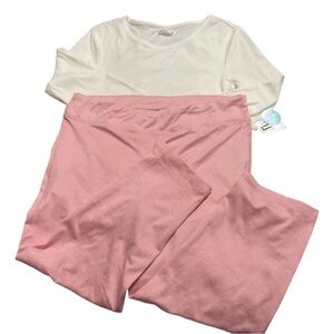 Epic Threads Ribbed Long Sleeve Shirt & Ideology Pink Rose Capri Joggers Both XL